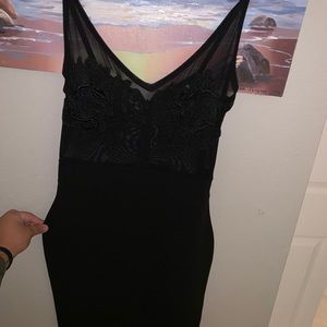Black floral lace form fitting dress